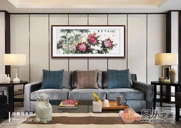 精心挑选的这些横幅花鸟画作品,让客厅沙发墙很美很有格调